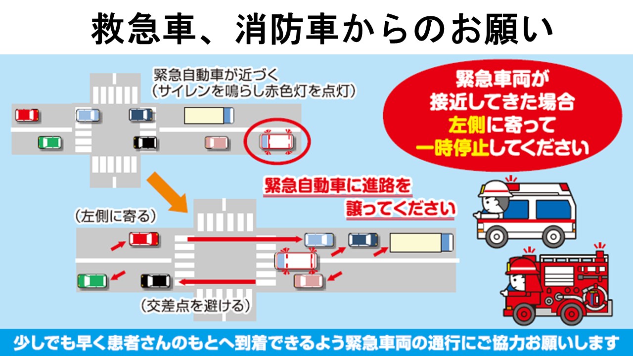 救急車、消防車からのお願い