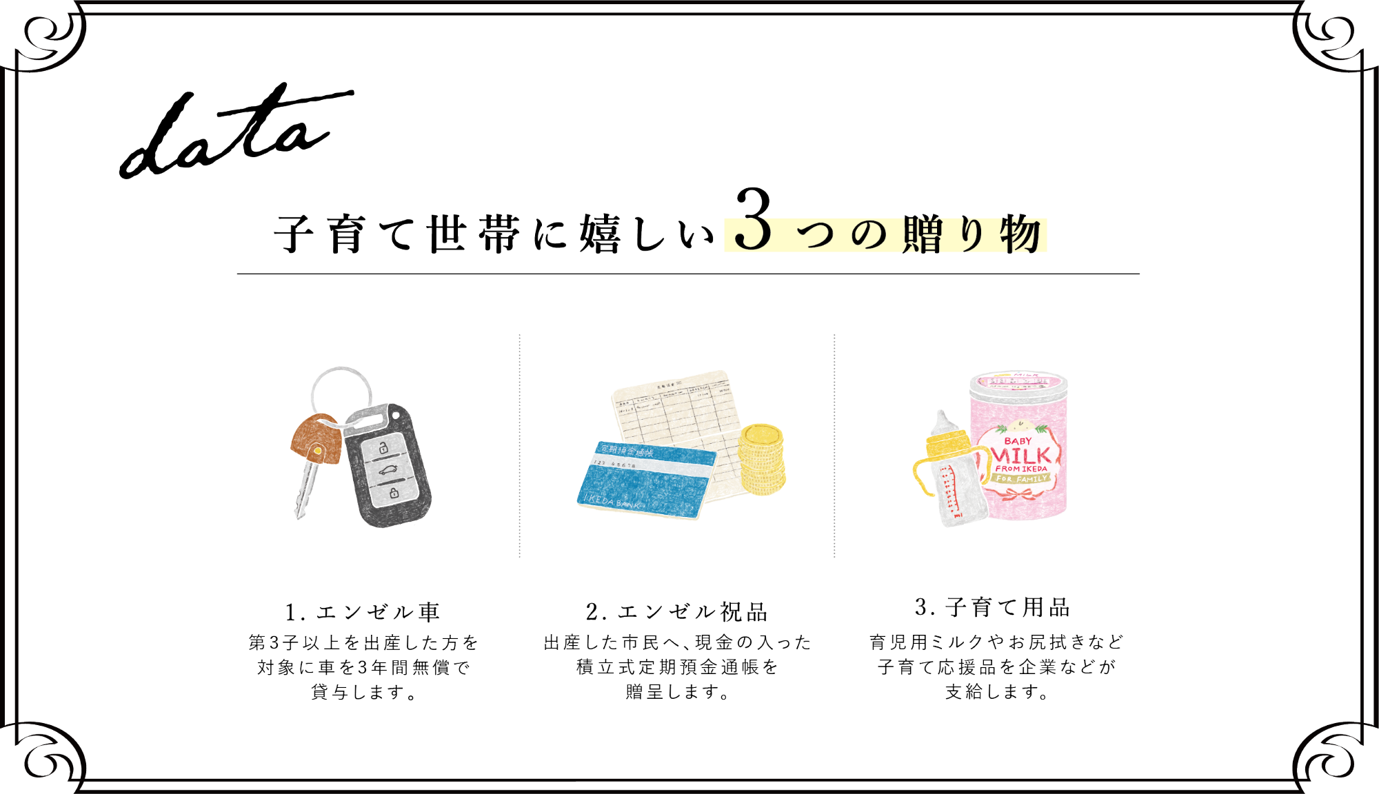 子育て世帯に嬉しい３つの贈り物